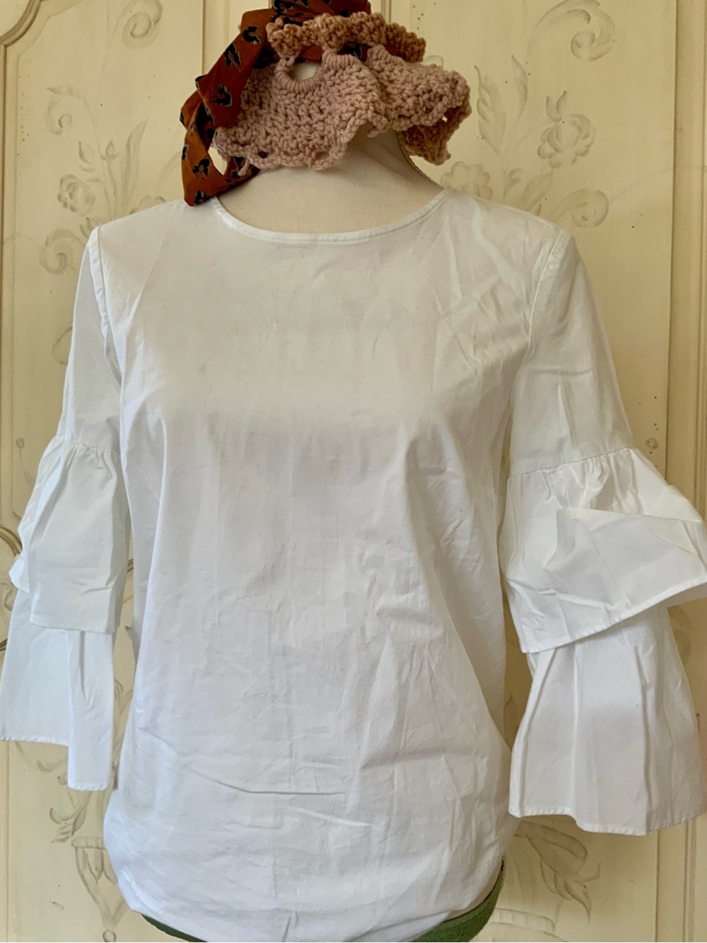 J.Crew Mercantile Crisp White Ruffle Sleeve Blouse